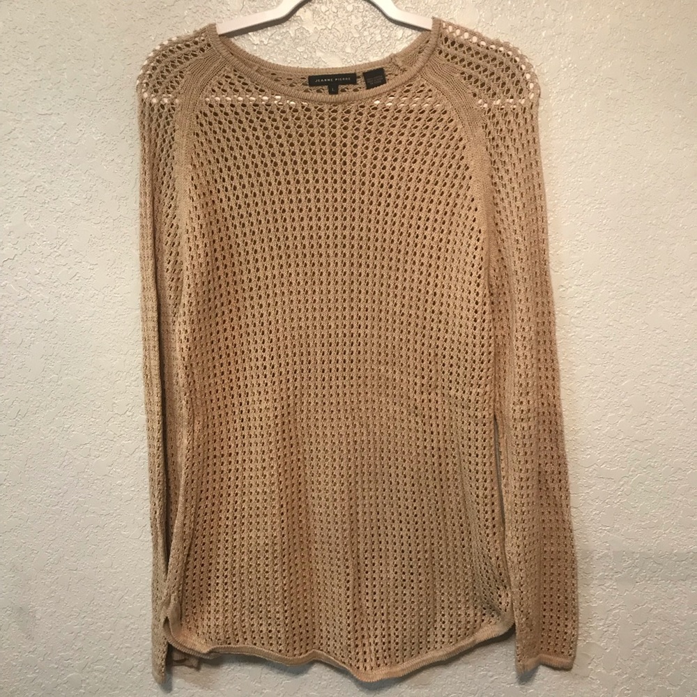 Jeane Pierre Tan Peek-a-boo Sweater Size L